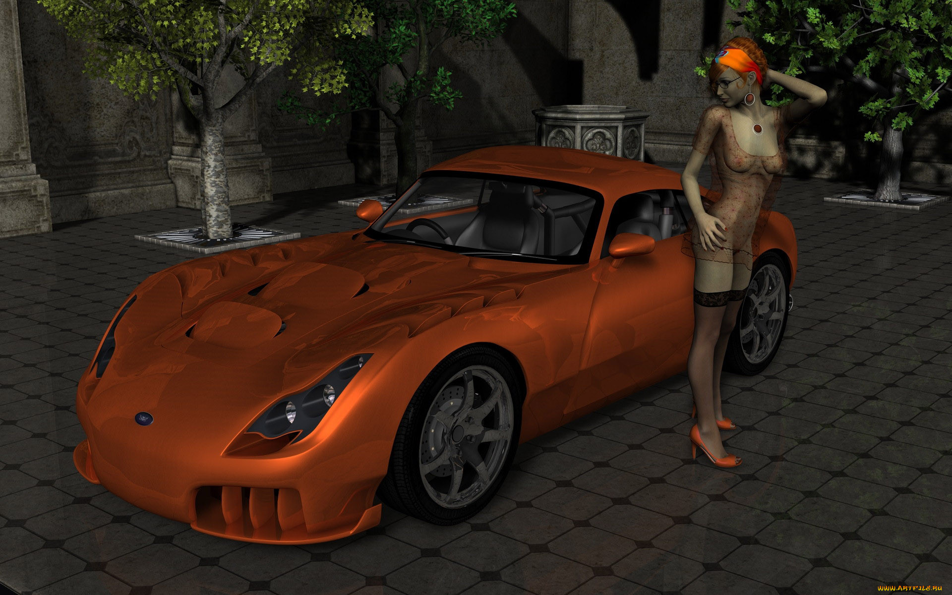 , 3d car&girl, , 